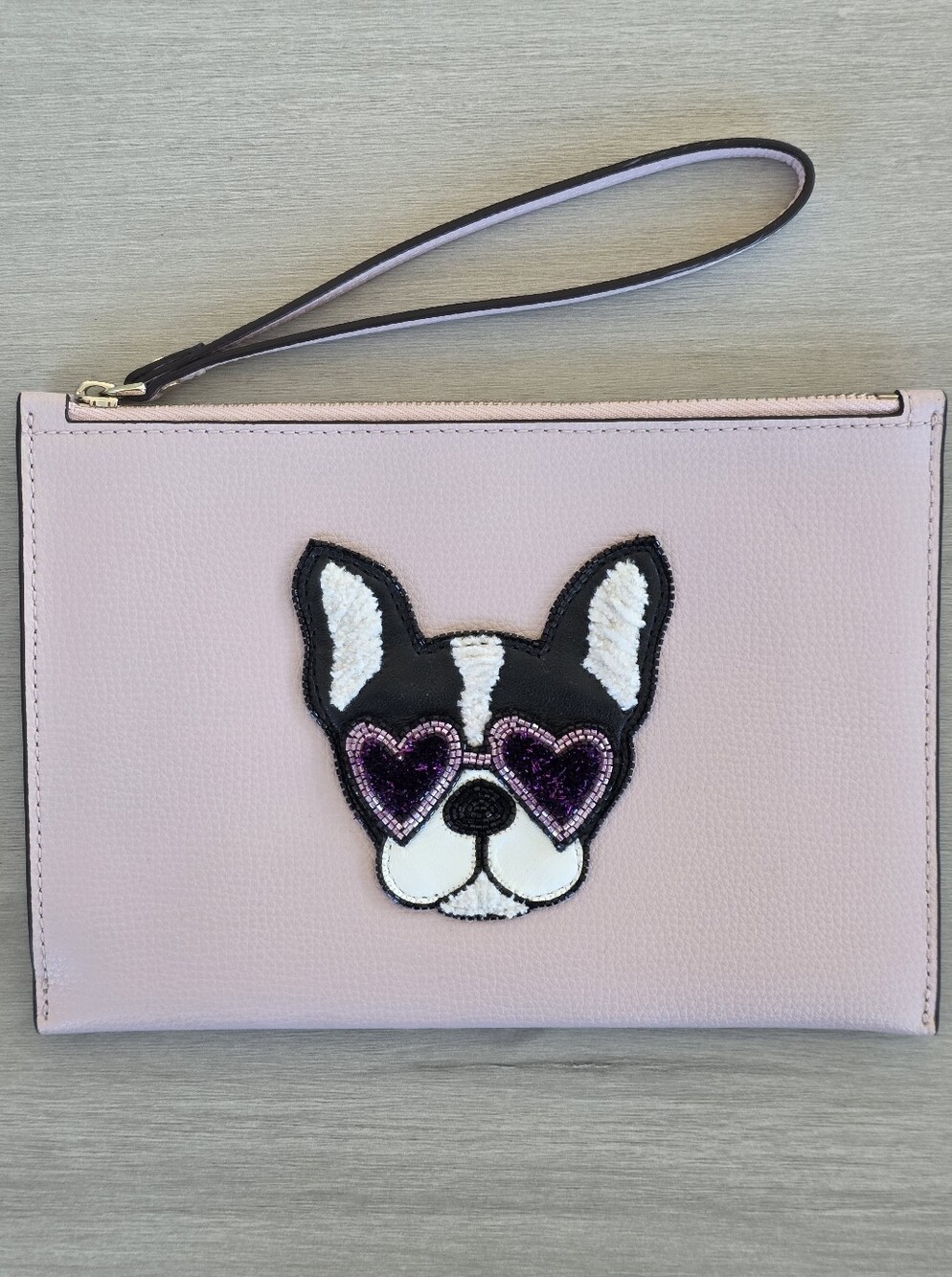 Kate Spade New York "Sylvia Francois" French Bulldog Wristlet / Clutch